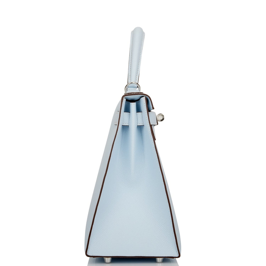 Hermès Kelly Sellier 28 Bleu Brume Epsom Palladium Hardware