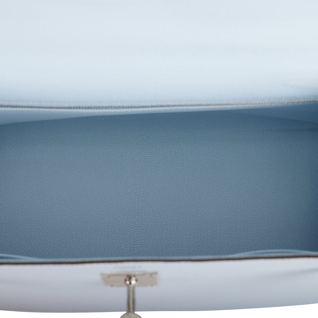 Hermès Kelly Sellier 28 Bleu Brume Epsom Palladium Hardware