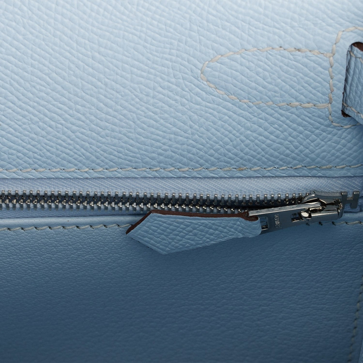 Hermès Kelly Sellier 28 Bleu Brume Epsom Palladium Hardware