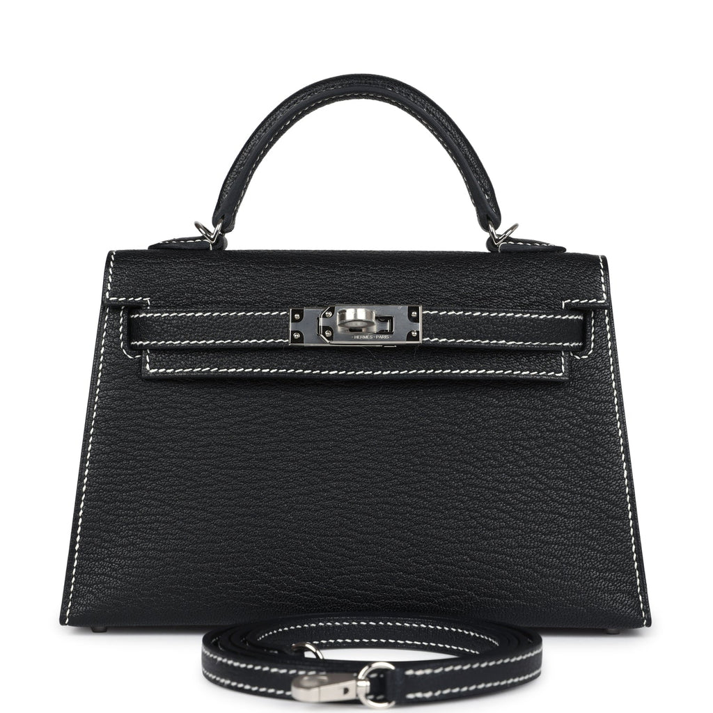 Hermès Special Order (HSS) Kelly Sellier 20 Black Chevre Mysore Palladium Hardware