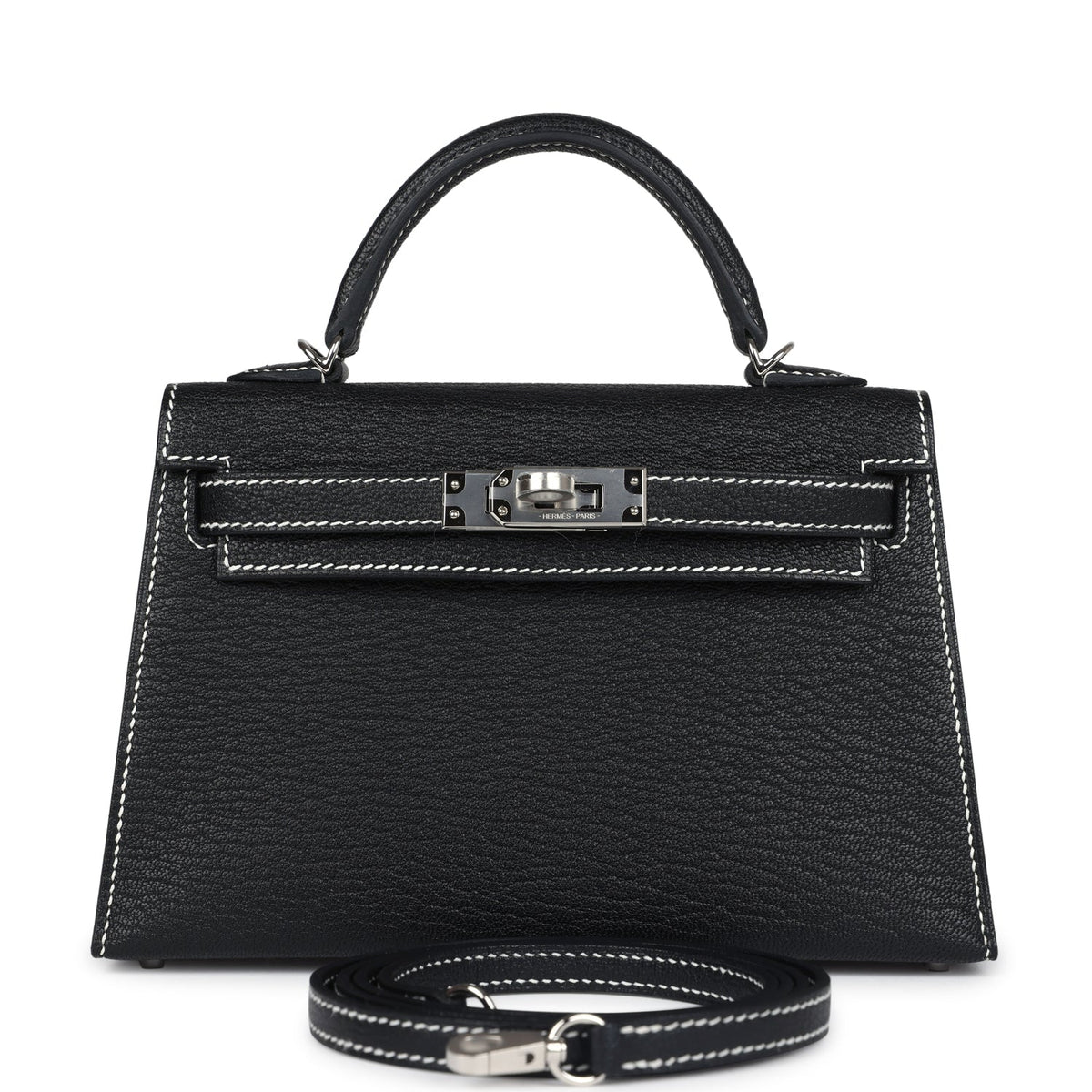 Hermès Special Order (HSS) Kelly Sellier 20 Black Chevre Mysore Palladium Hardware