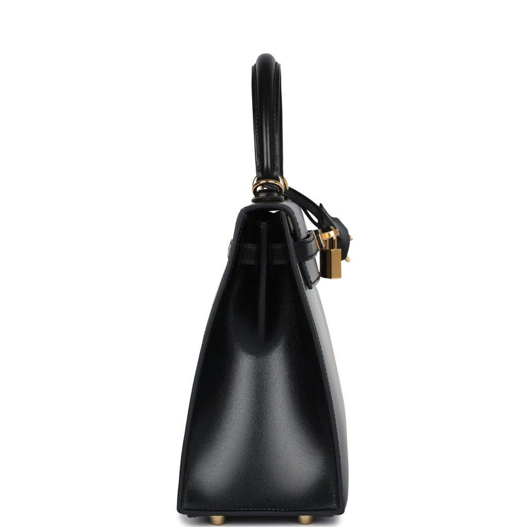 Hermès Kelly Sellier 25 Black Box Gold Hardware