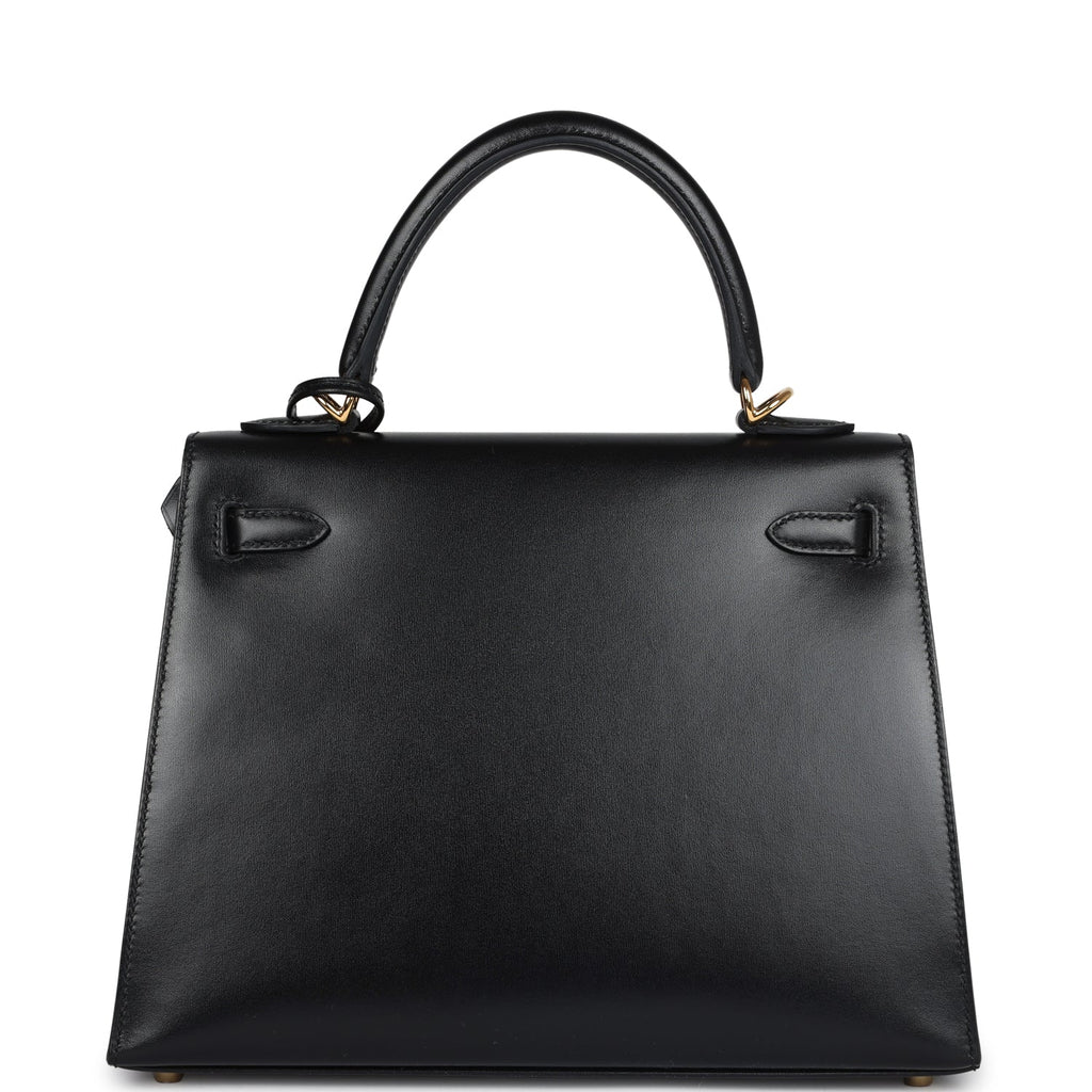 Hermès Kelly Sellier 25 Black Box Gold Hardware