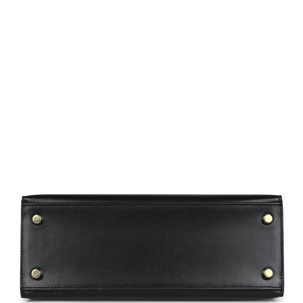Hermès Kelly Sellier 25 Black Box Gold Hardware