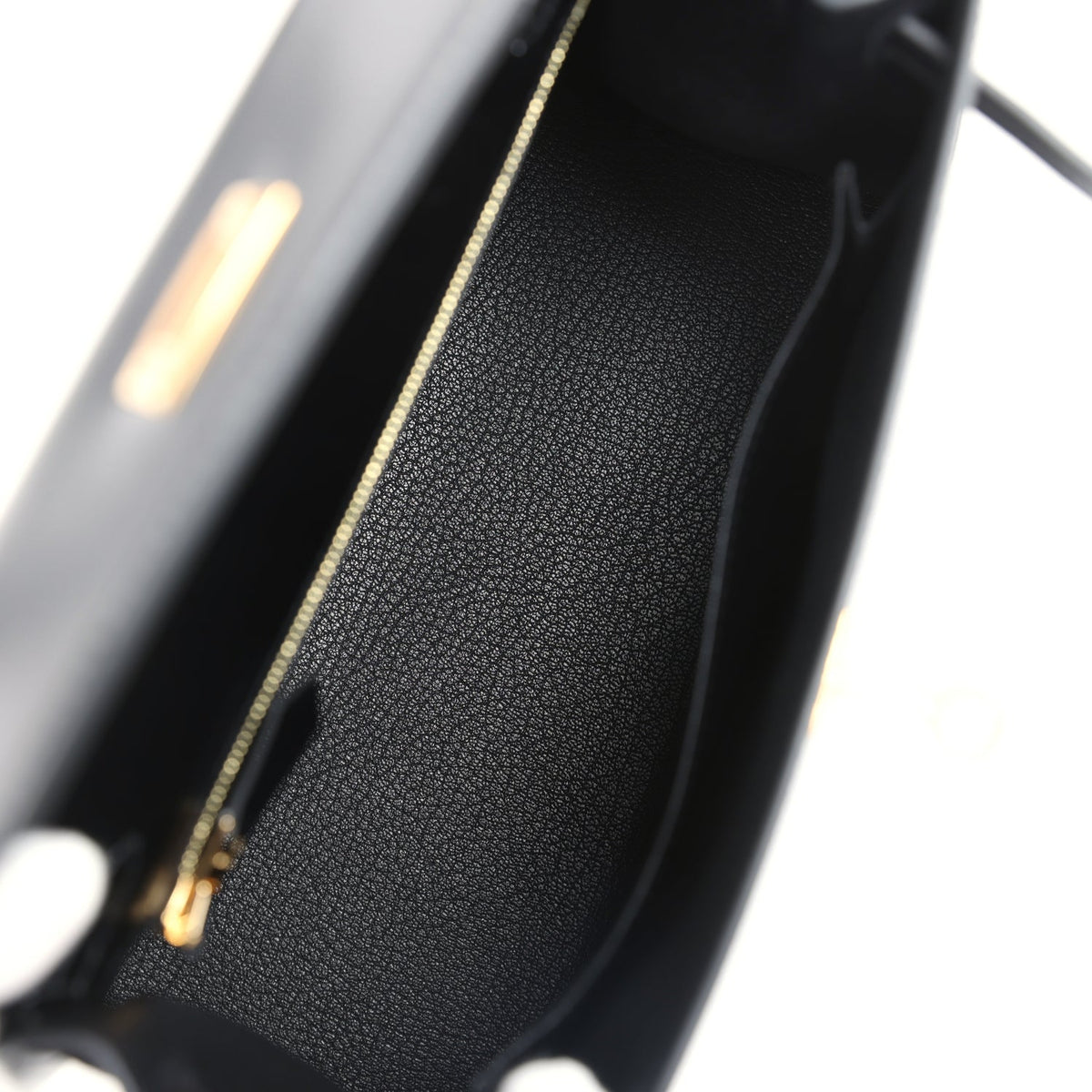 Hermès Kelly Sellier 25 Black Box Gold Hardware