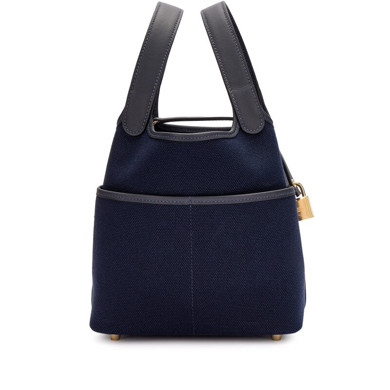 Hermès Caban Swift and Bleu Marine Toile Goeland Cargo Picotin Lock 18 Gold Hardware