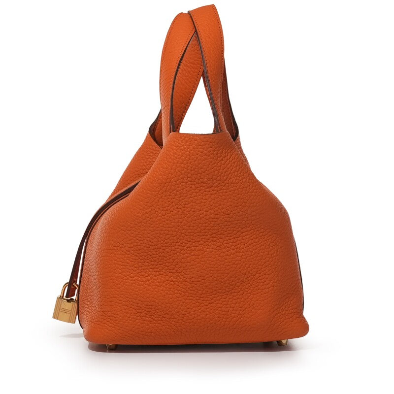 Hermès Orange Clemence Picotin Lock 18 Gold Hardware