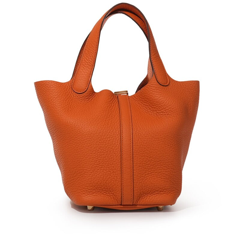Hermès Orange Clemence Picotin Lock 18 Gold Hardware