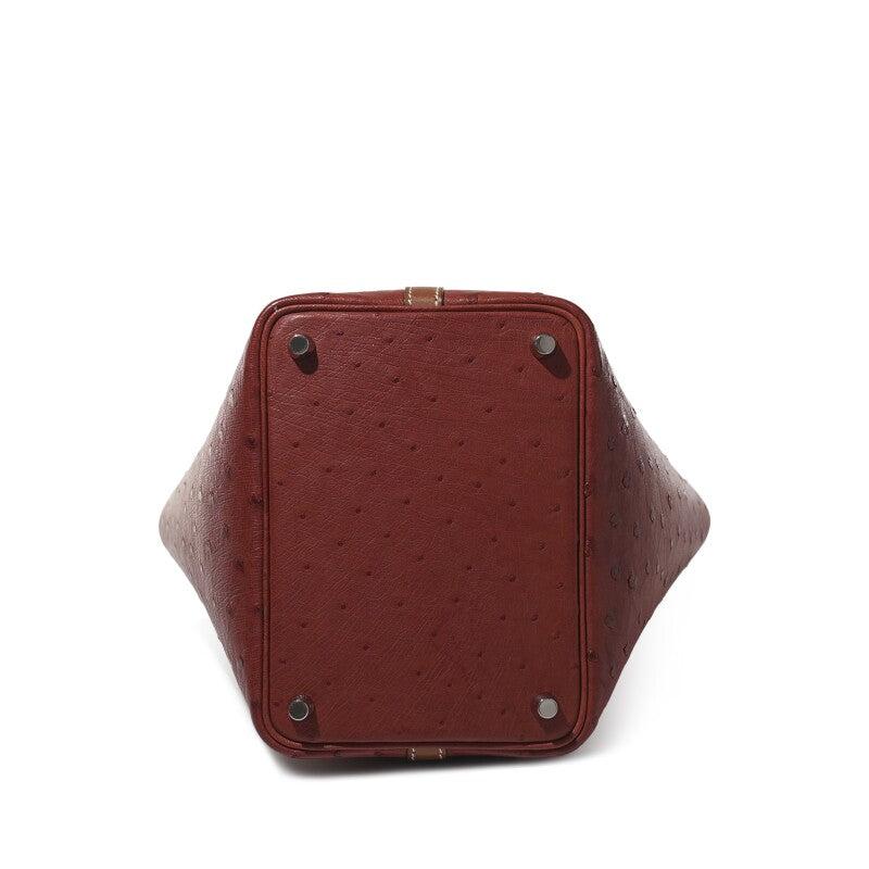 Hermès Fauve Barenia and Brique Ostrich Touch Picotin Lock 18 Palladium Hardware