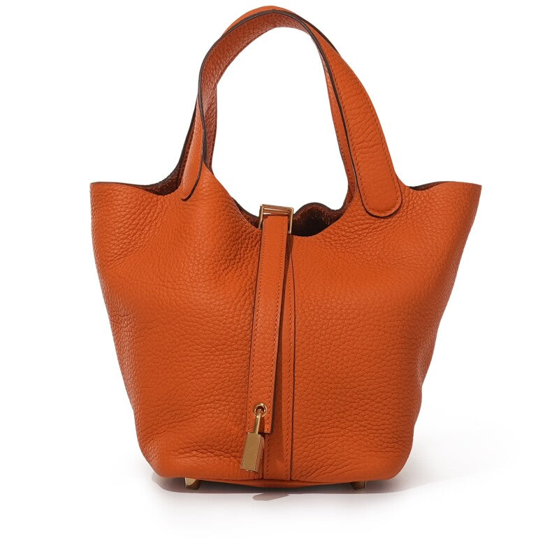 Hermès Orange Clemence Picotin Lock 18 Gold Hardware