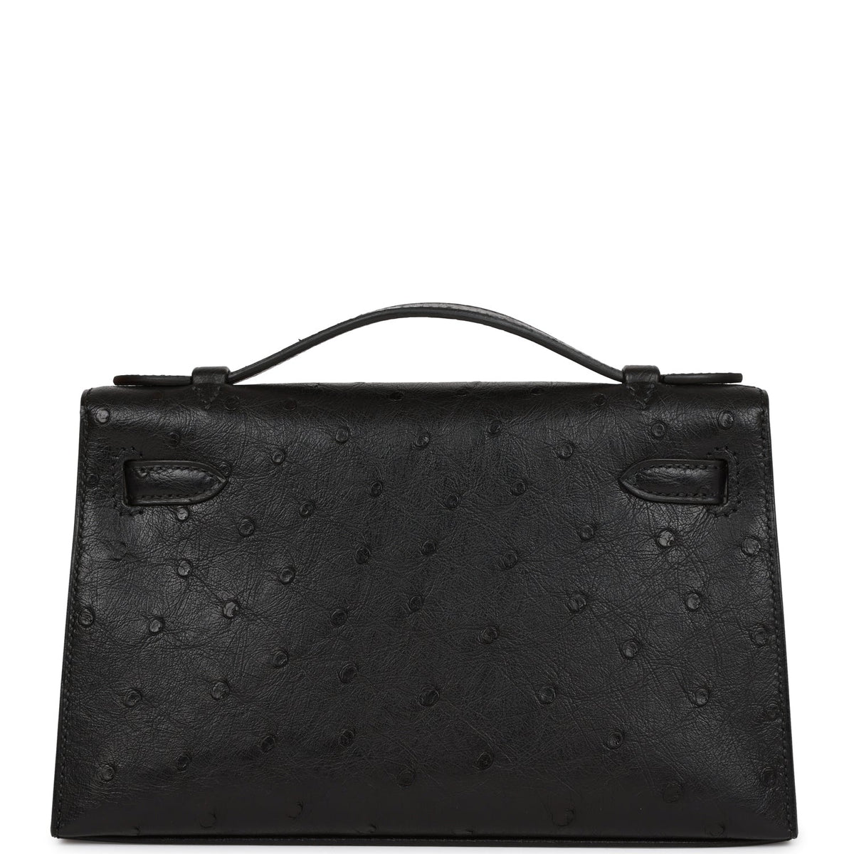 Hermès Kelly Pochette Black Ostrich Gold Hardware