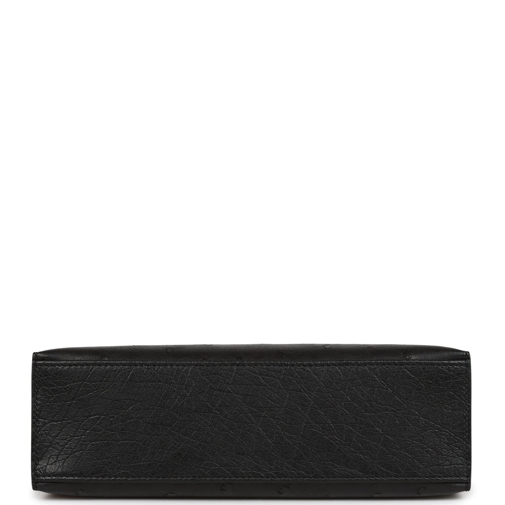 Hermès Kelly Pochette Black Ostrich Gold Hardware
