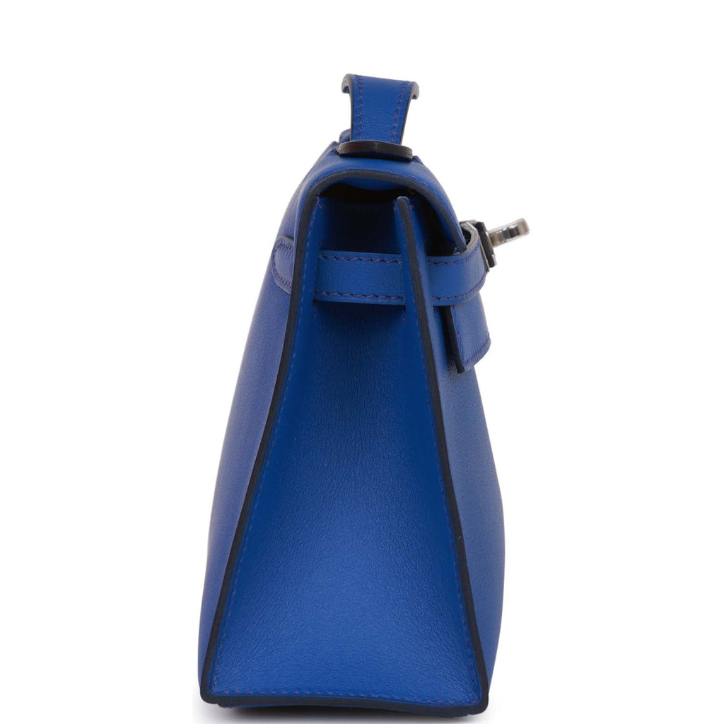 Hermès Kelly Pochette Bleu Royal Swift Palladium Hardware