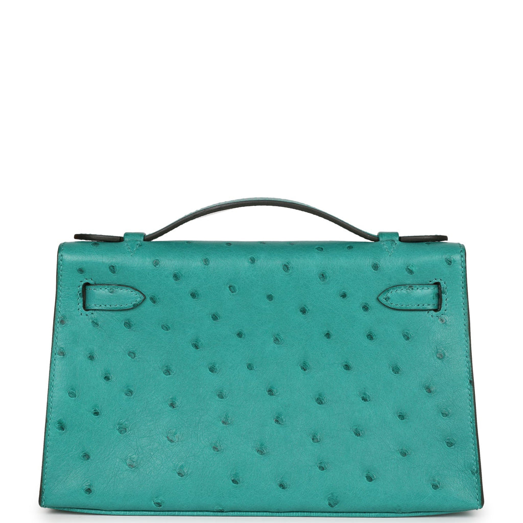 Hermès Kelly Pochette Vert Verone Ostrich Gold Hardware