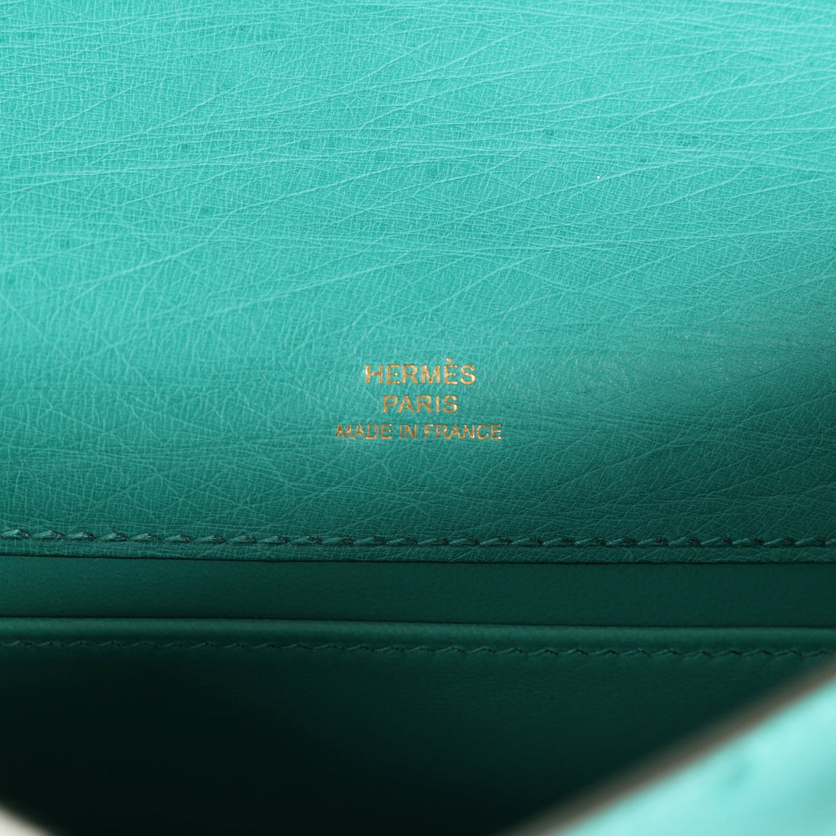 Hermès Kelly Pochette Vert Verone Ostrich Gold Hardware
