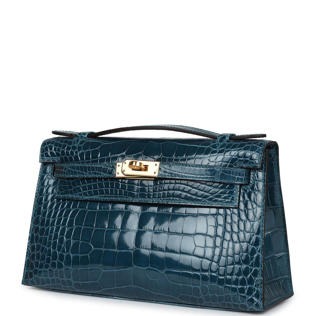 Hermès Kelly Pochette Vert Bosphore Shiny Faux Leather Gold Hardware