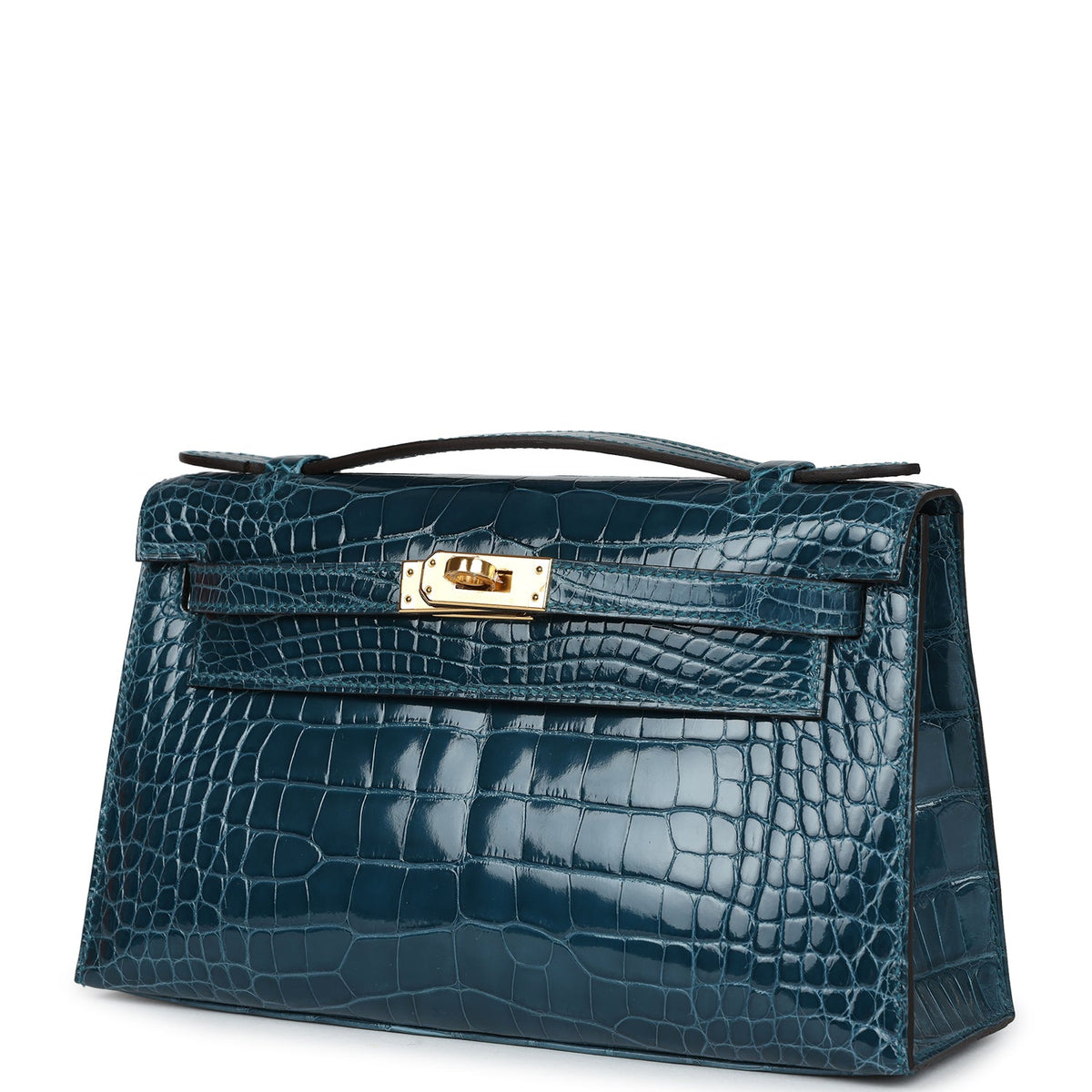 Hermès Kelly Pochette Vert Bosphore Shiny Faux Leather Gold Hardware