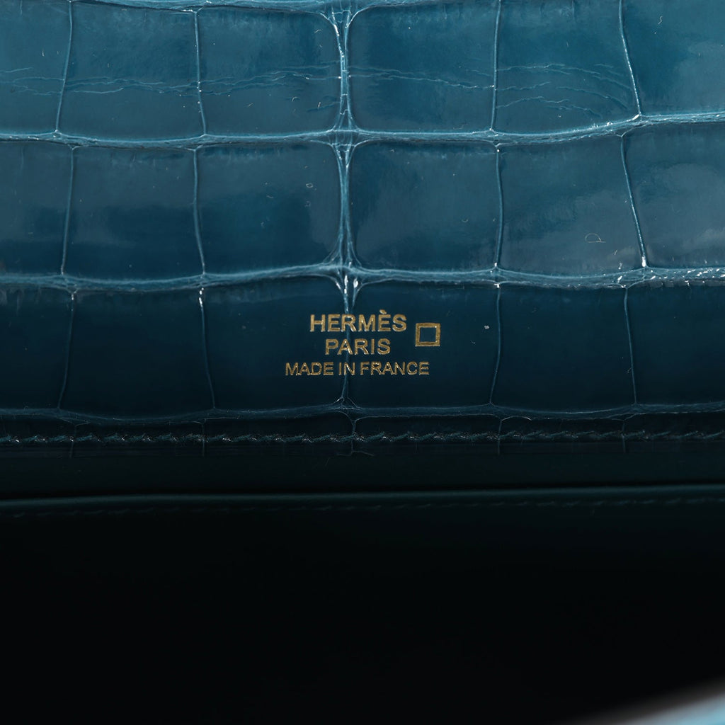 Hermès Kelly Pochette Vert Bosphore Shiny Faux Leather Gold Hardware