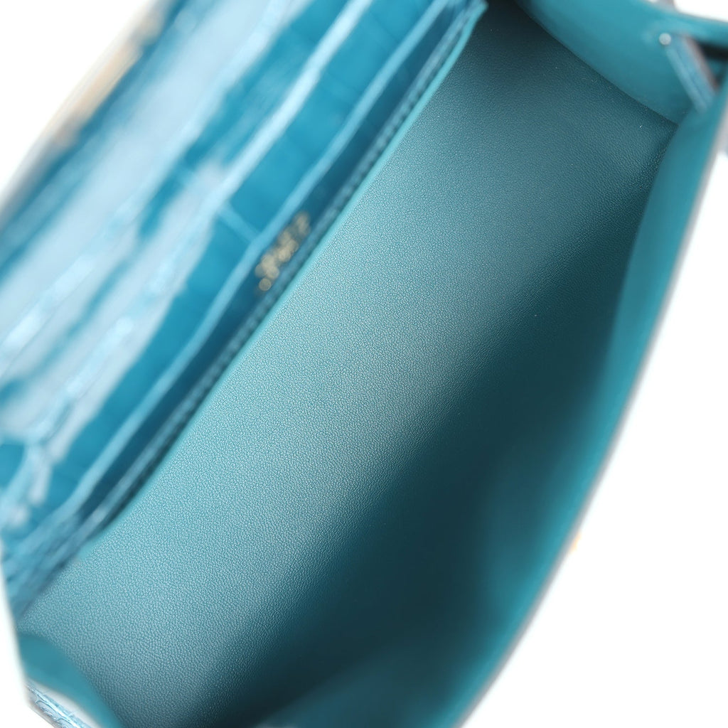 Hermès Kelly Pochette Vert Bosphore Shiny Faux Leather Gold Hardware