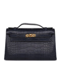 Hermès Kelly Pochette Bleu Indigo Matte Faux Leather Gold Hardware
