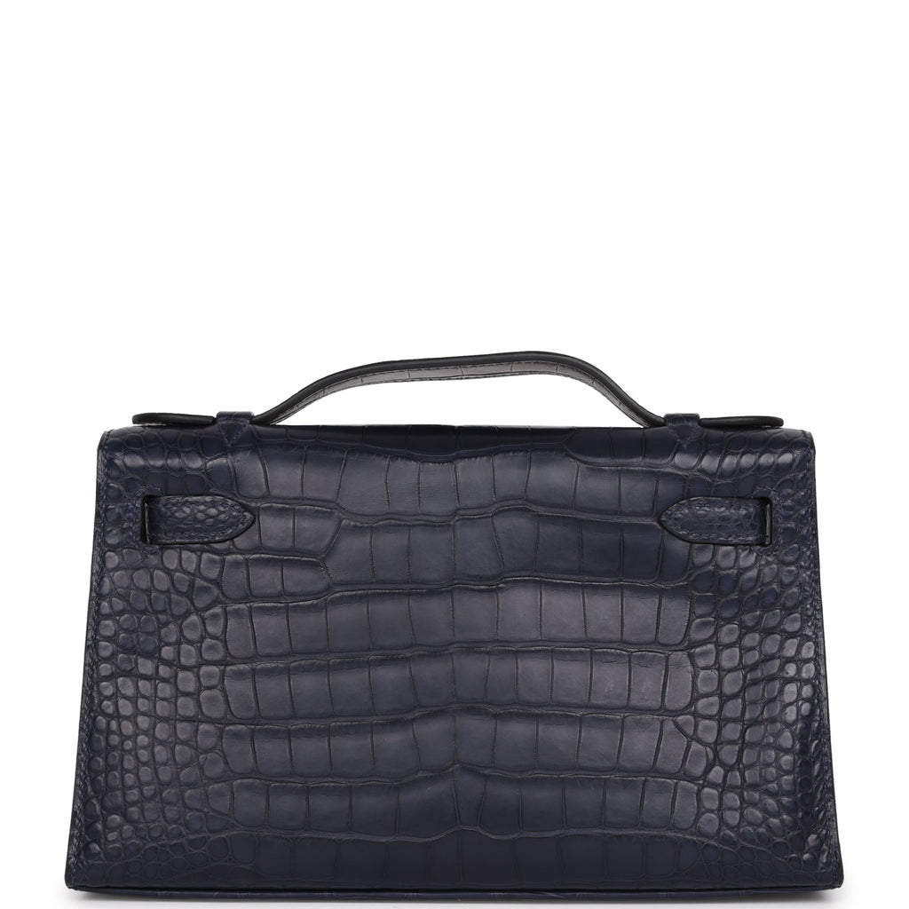 Hermès Kelly Pochette Bleu Indigo Matte Faux Leather Gold Hardware