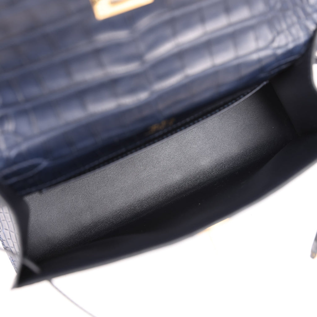 Hermès Kelly Pochette Bleu Indigo Matte Faux Leather Gold Hardware