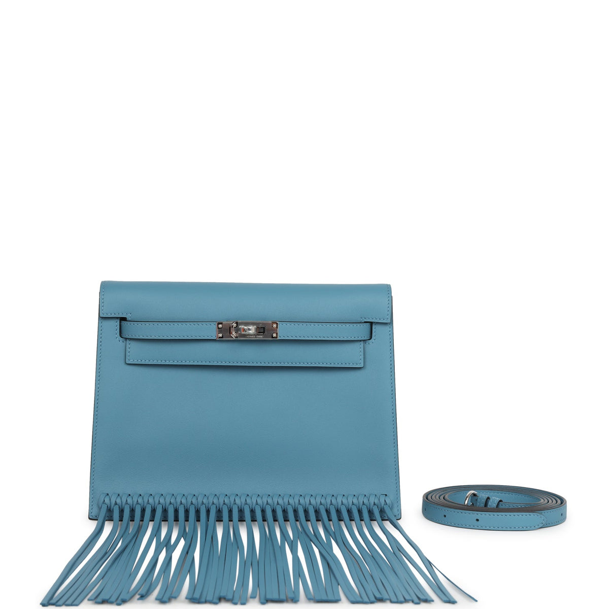 Hermès Kelly Danse Anate Blue Jean Swift Palladium Hardware