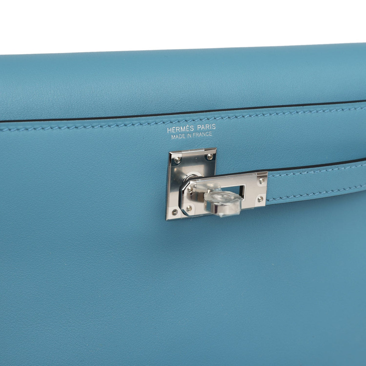 Hermès Kelly Danse Anate Blue Jean Swift Palladium Hardware