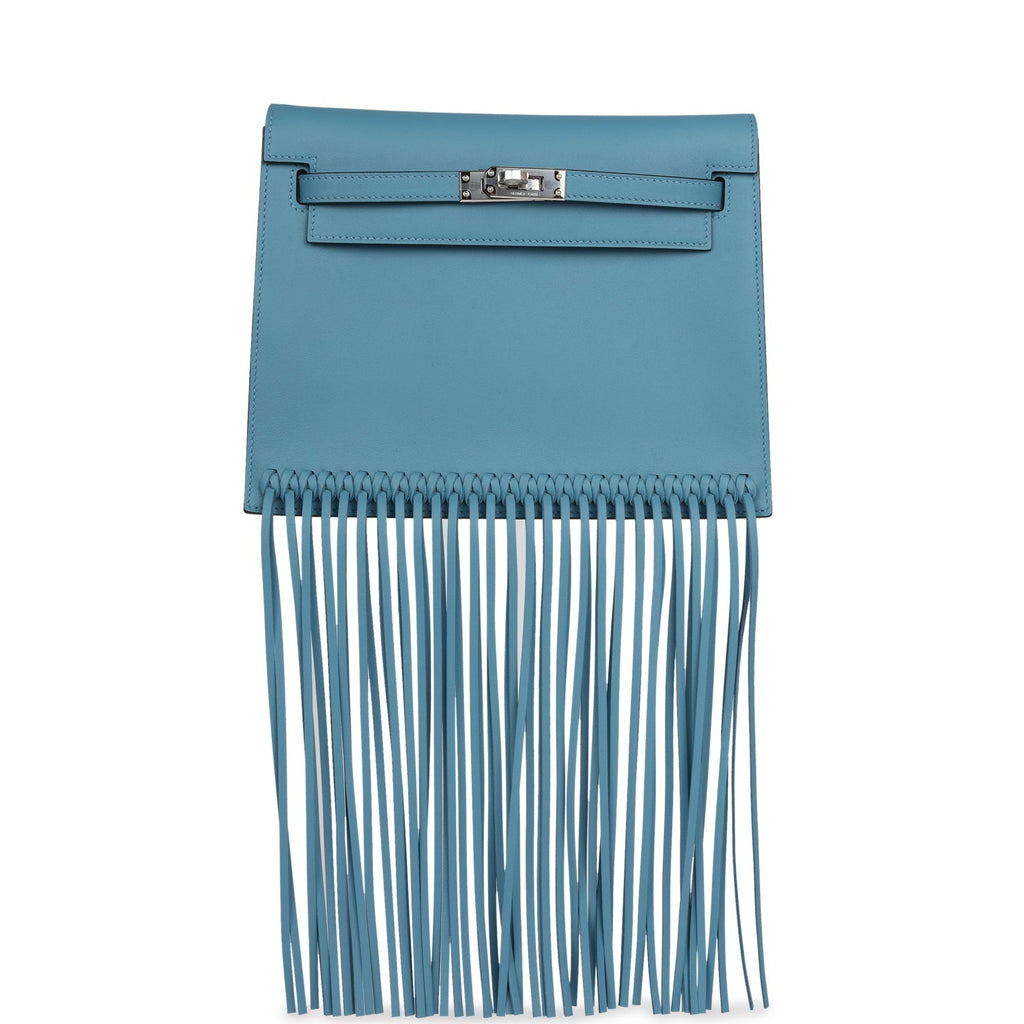 Hermès Kelly Danse Anate Blue Jean Swift Palladium Hardware