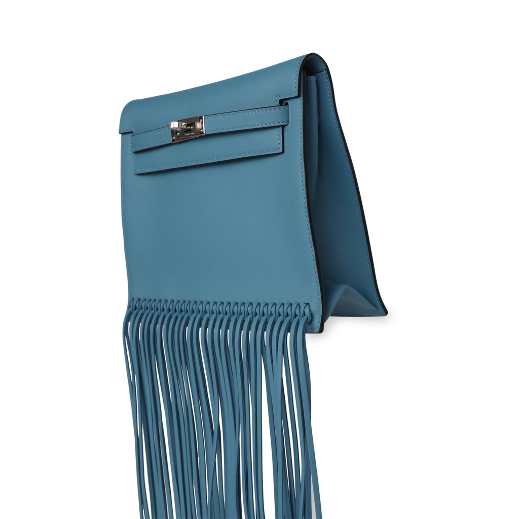 Hermès Kelly Danse Anate Blue Jean Swift Palladium Hardware