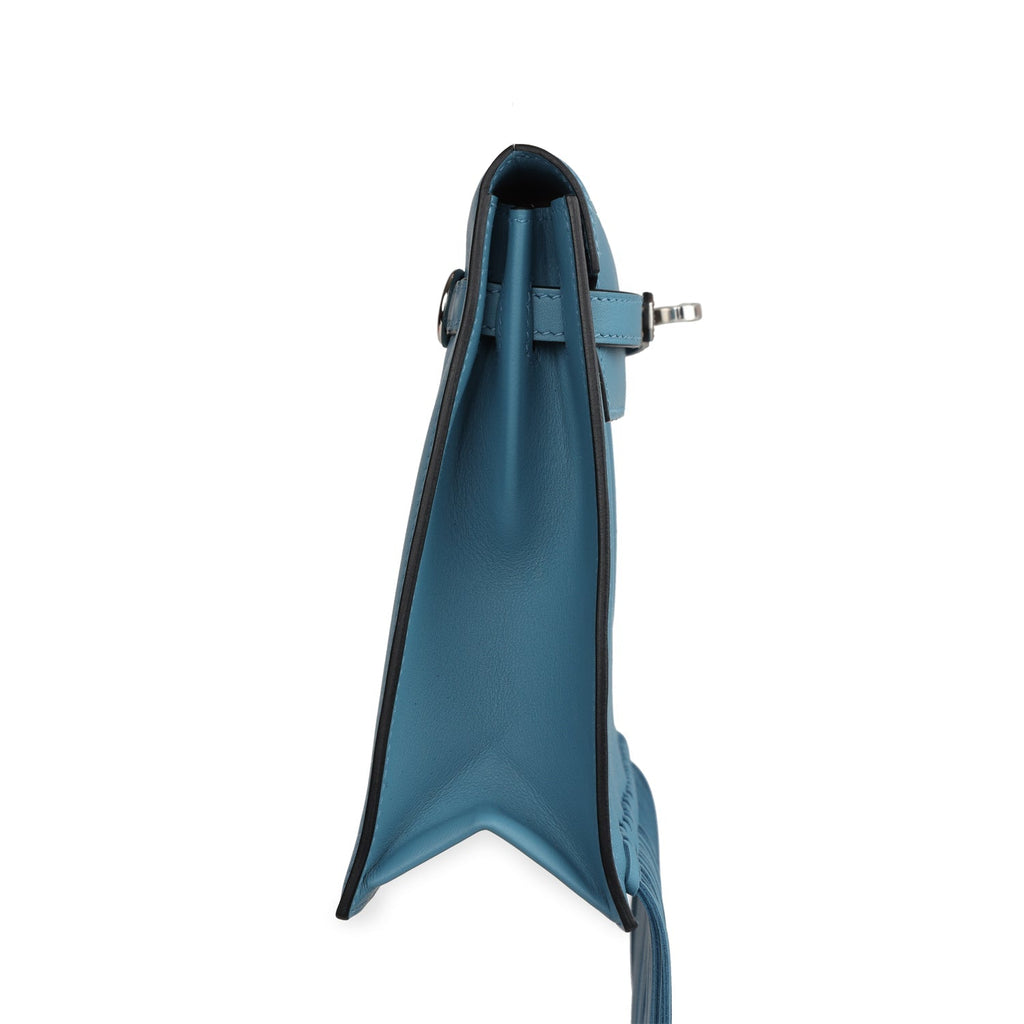 Hermès Kelly Danse Anate Blue Jean Swift Palladium Hardware