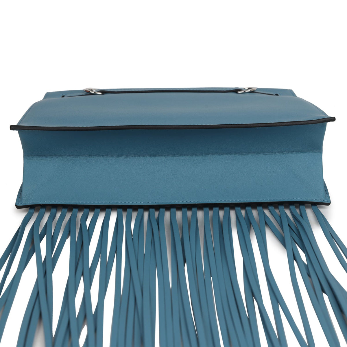 Hermès Kelly Danse Anate Blue Jean Swift Palladium Hardware