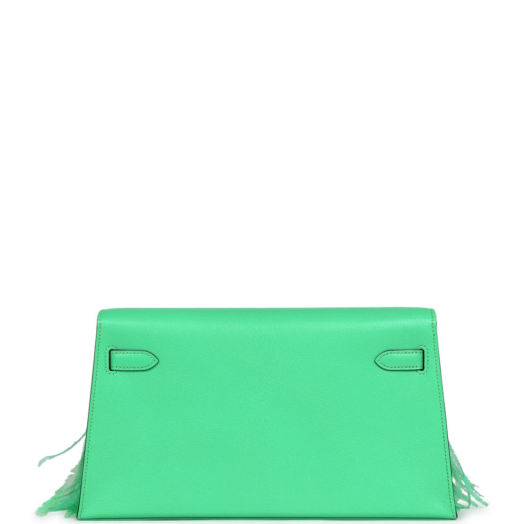 Hermès Kelly Elan Foile Vert Comics Chevre and Ostrich Feather Palladium Hardware