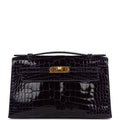 Hermès Kelly Pochette Amethyst Shiny Faux Leather Gold Hardware