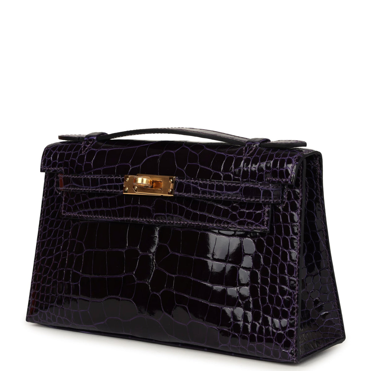Hermès Kelly Pochette Amethyst Shiny Faux Leather Gold Hardware