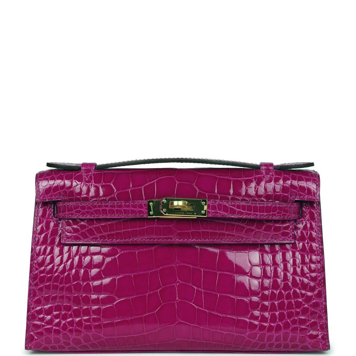 Hermès Kelly Pochette Rose Scheherazade Shiny Faux Leather Gold Hardware