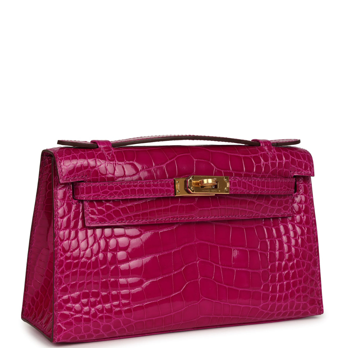 Hermès Kelly Pochette Rose Scheherazade Shiny Faux Leather Gold Hardware