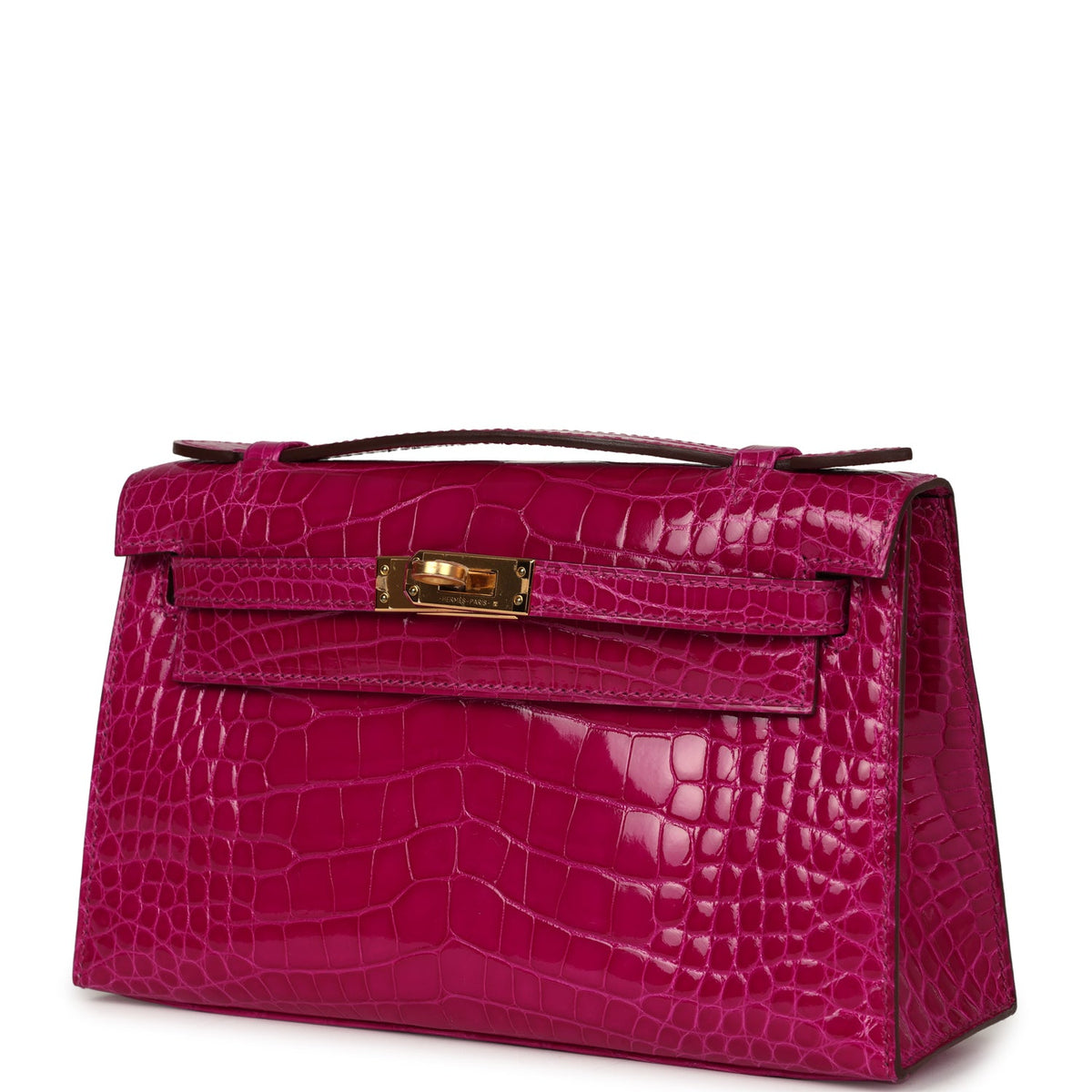 Hermès Kelly Pochette Rose Scheherazade Shiny Faux Leather Gold Hardware