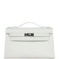 Hermès Kelly Pochette White Swift Palladium Hardware