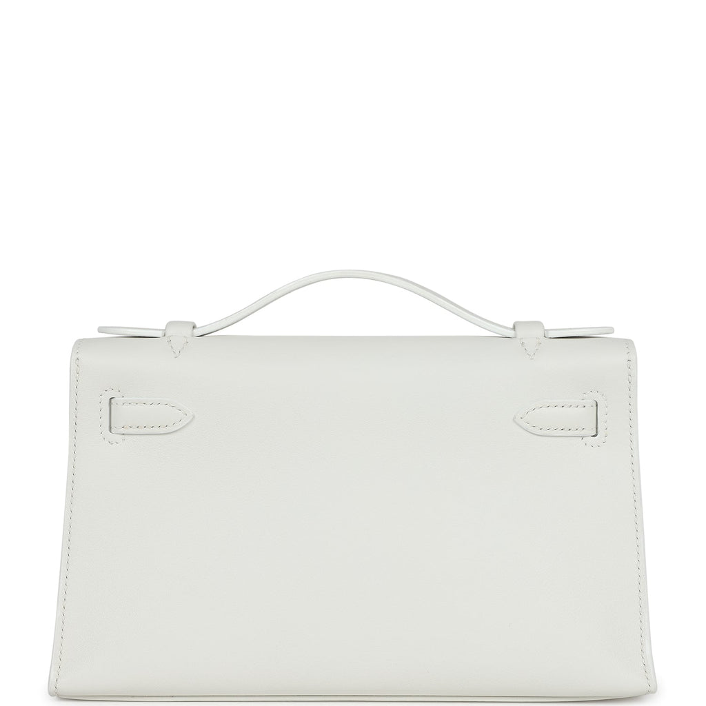 Hermès Kelly Pochette White Swift Palladium Hardware