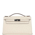 Hermès Kelly Pochette Nata Ostrich Palladium Hardware