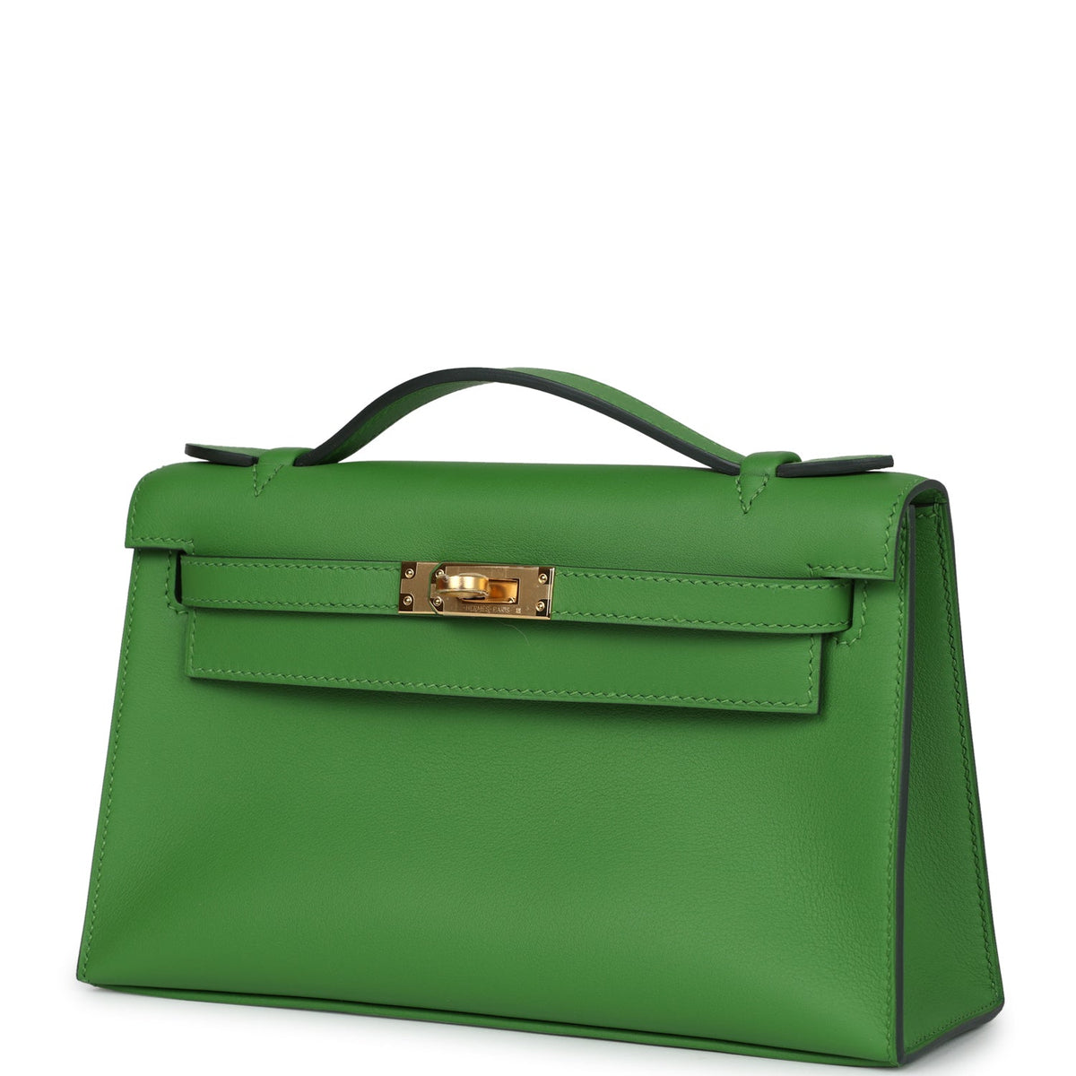 Hermès Kelly Pochette Vert Yucca Swift Gold Hardware