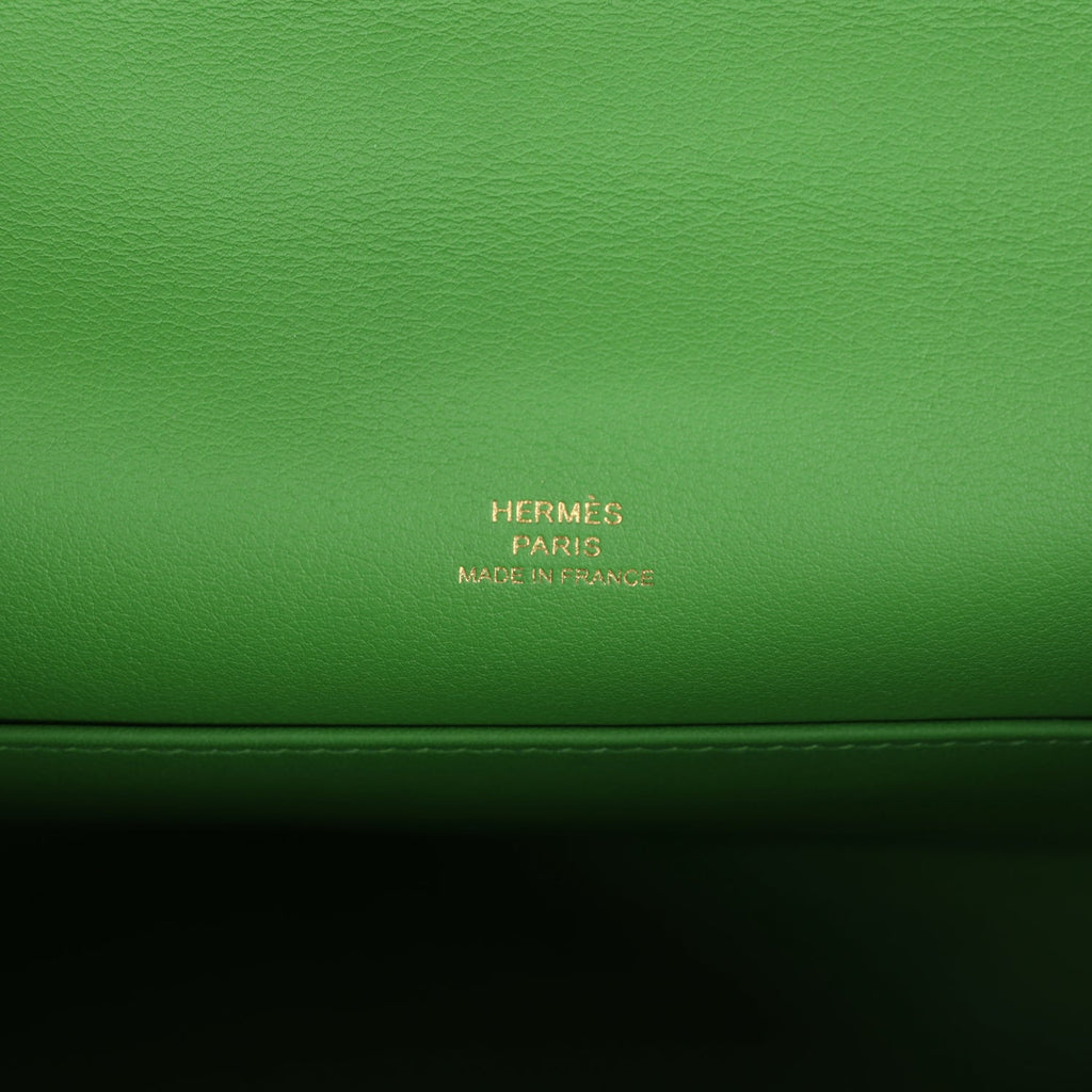Hermès Kelly Pochette Vert Yucca Swift Gold Hardware