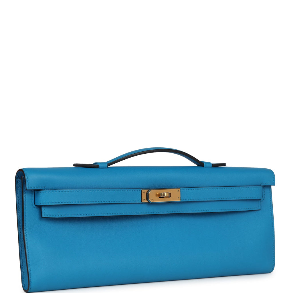 Hermès Kelly Cut Bleu Zanzibar Swift Gold Hardware