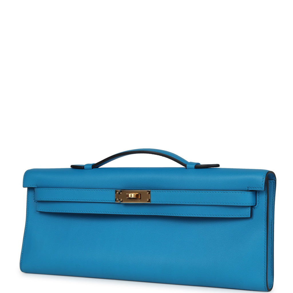 Hermès Kelly Cut Bleu Zanzibar Swift Gold Hardware