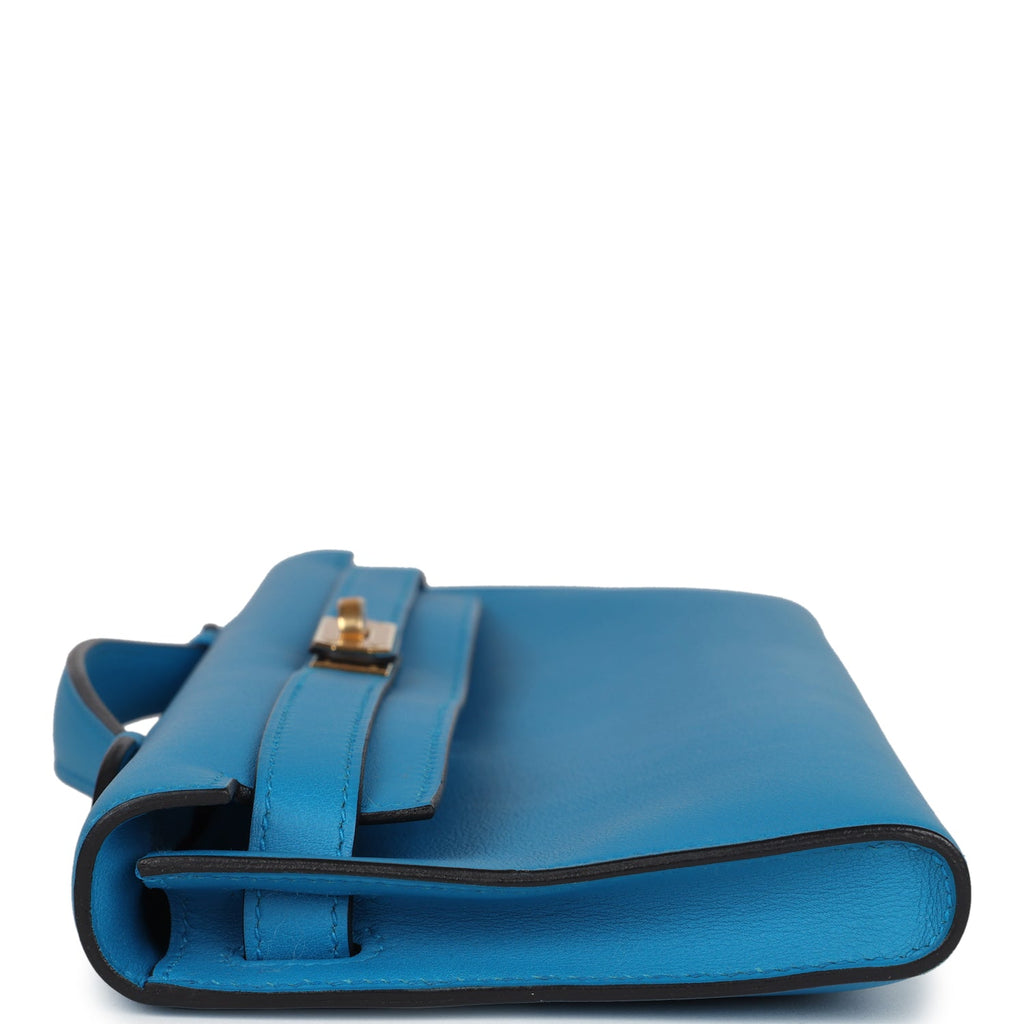 Hermès Kelly Cut Bleu Zanzibar Swift Gold Hardware
