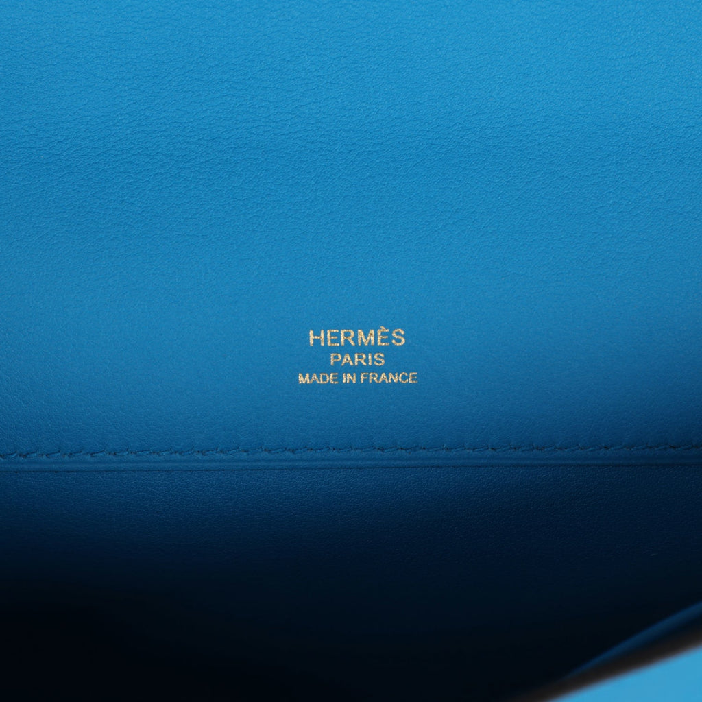 Hermès Kelly Cut Bleu Zanzibar Swift Gold Hardware