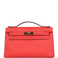 Hermès Kelly Pochette Rose Jaipur Epsom Gold Hardware