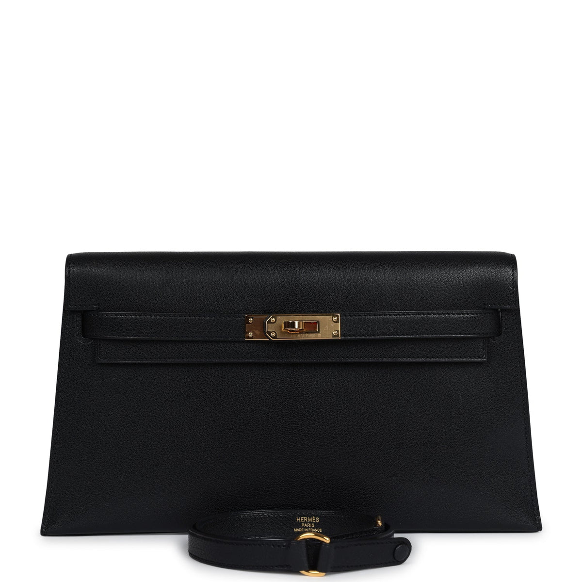 Hermès Kelly Elan Black Chevre Chamkila Gold Hardware