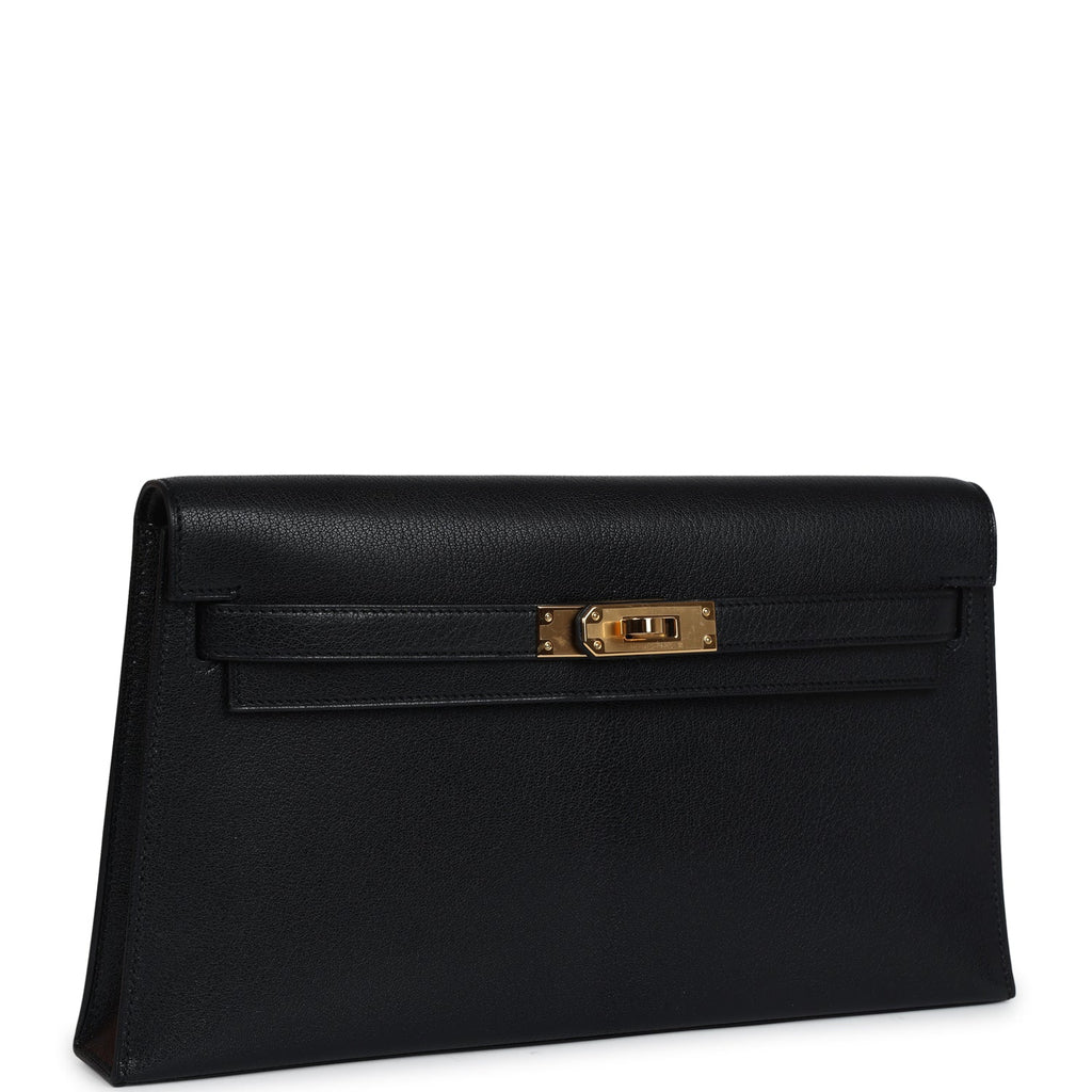 Hermès Kelly Elan Black Chevre Chamkila Gold Hardware